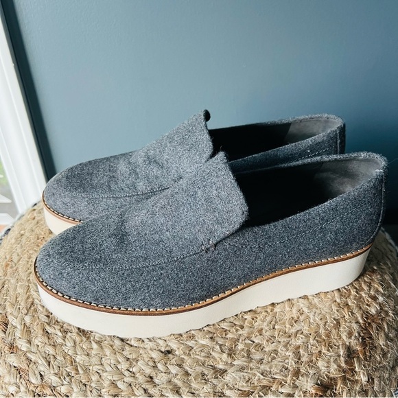 Vince Platform Zeta Grey Flannel Loafers - Picture 1 of 7
